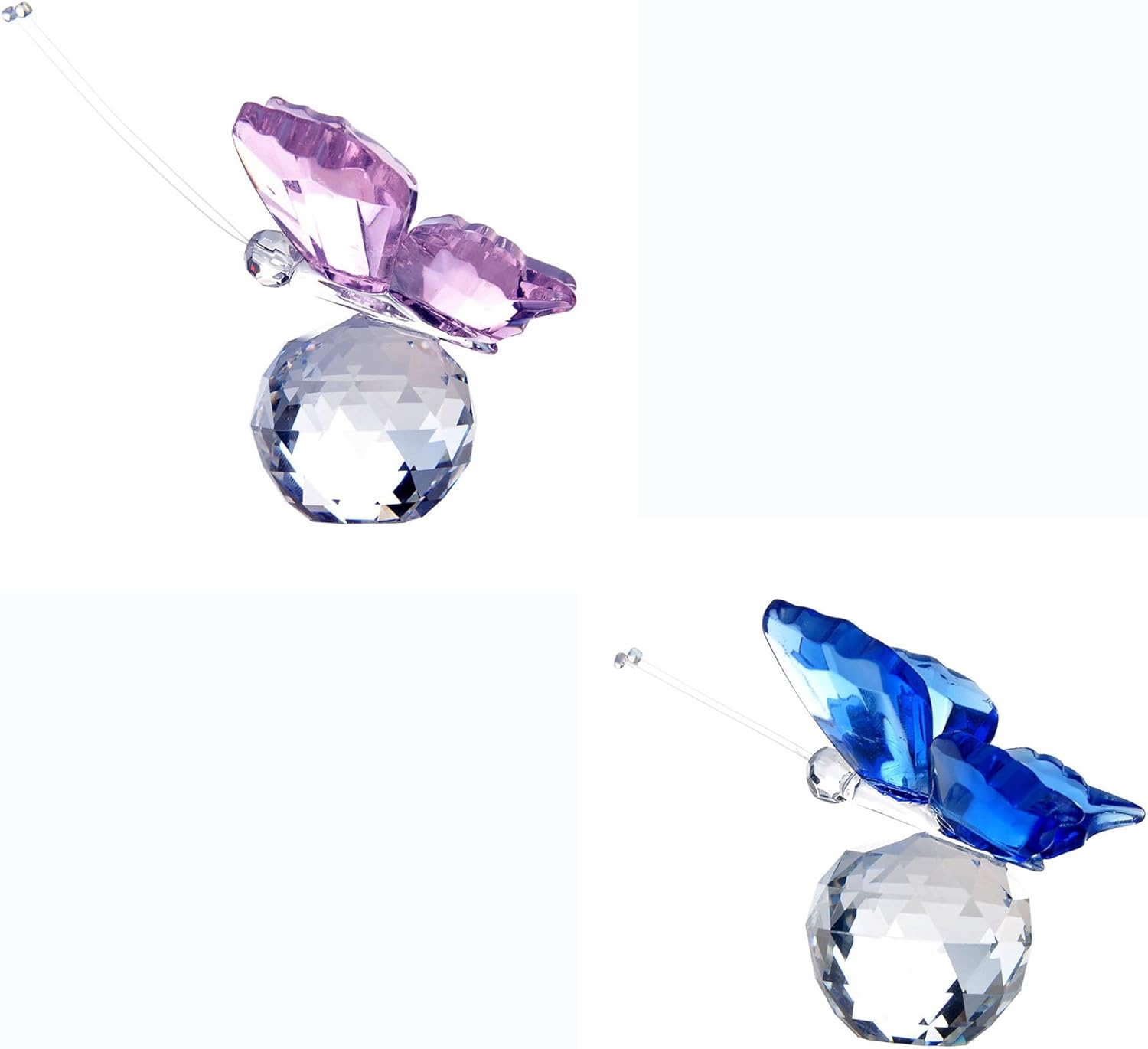 HD Pink Blue Crystal Flying Butterfly Figurine Collection