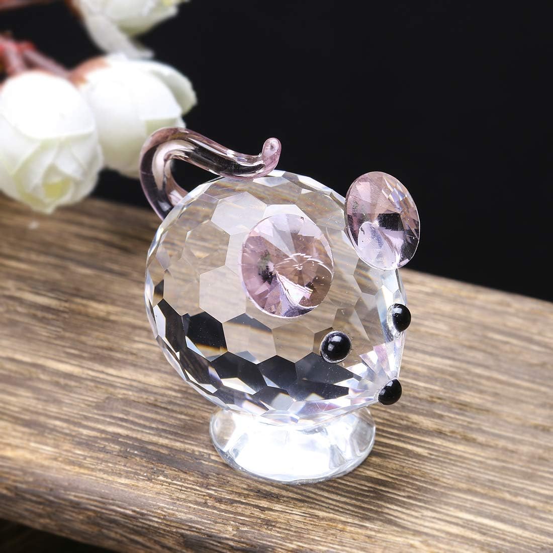 HD Pink Crystal Butterfly and Mouse Figurine Set