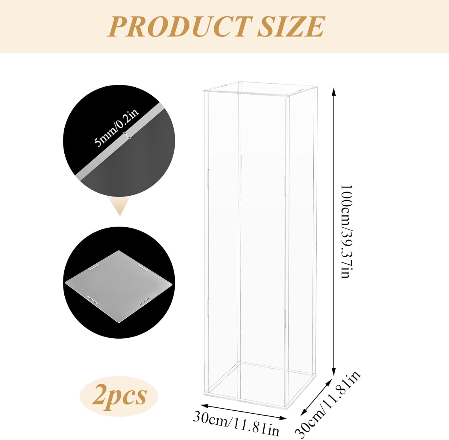 40 Acrylic Pedestal Display 2 Pack Clear Display Riser Box