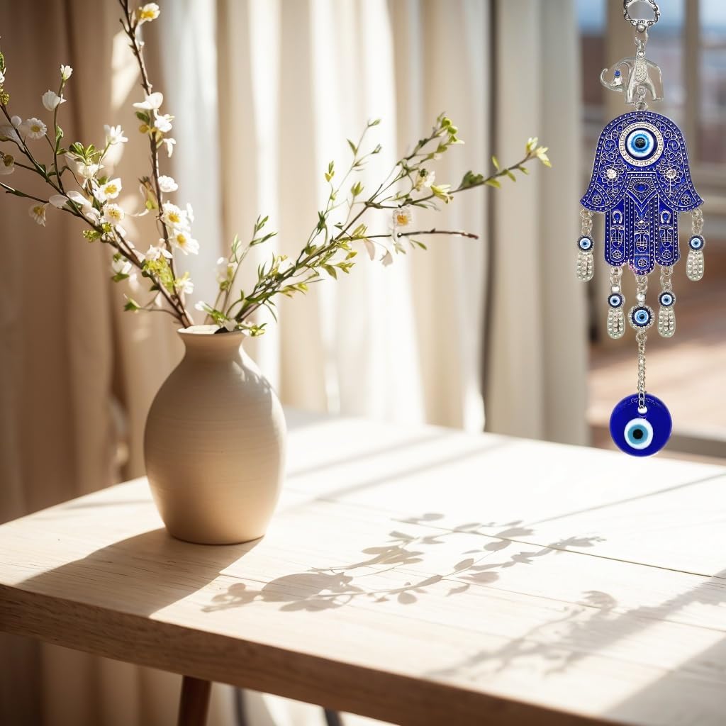 Betterdecor Blue Evil Eye Hamsa Hand Hanging Amulet