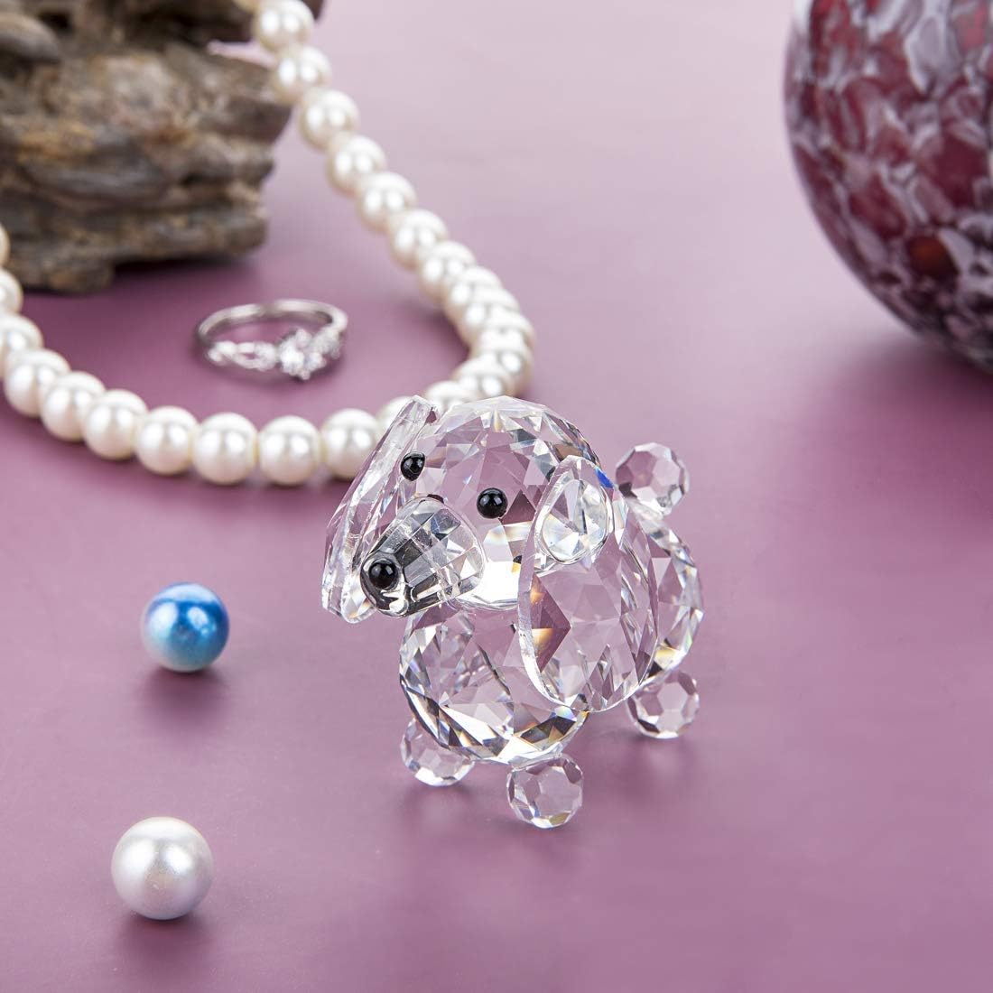 HD Pink Crystal Butterfly and Dog Figurine Collection