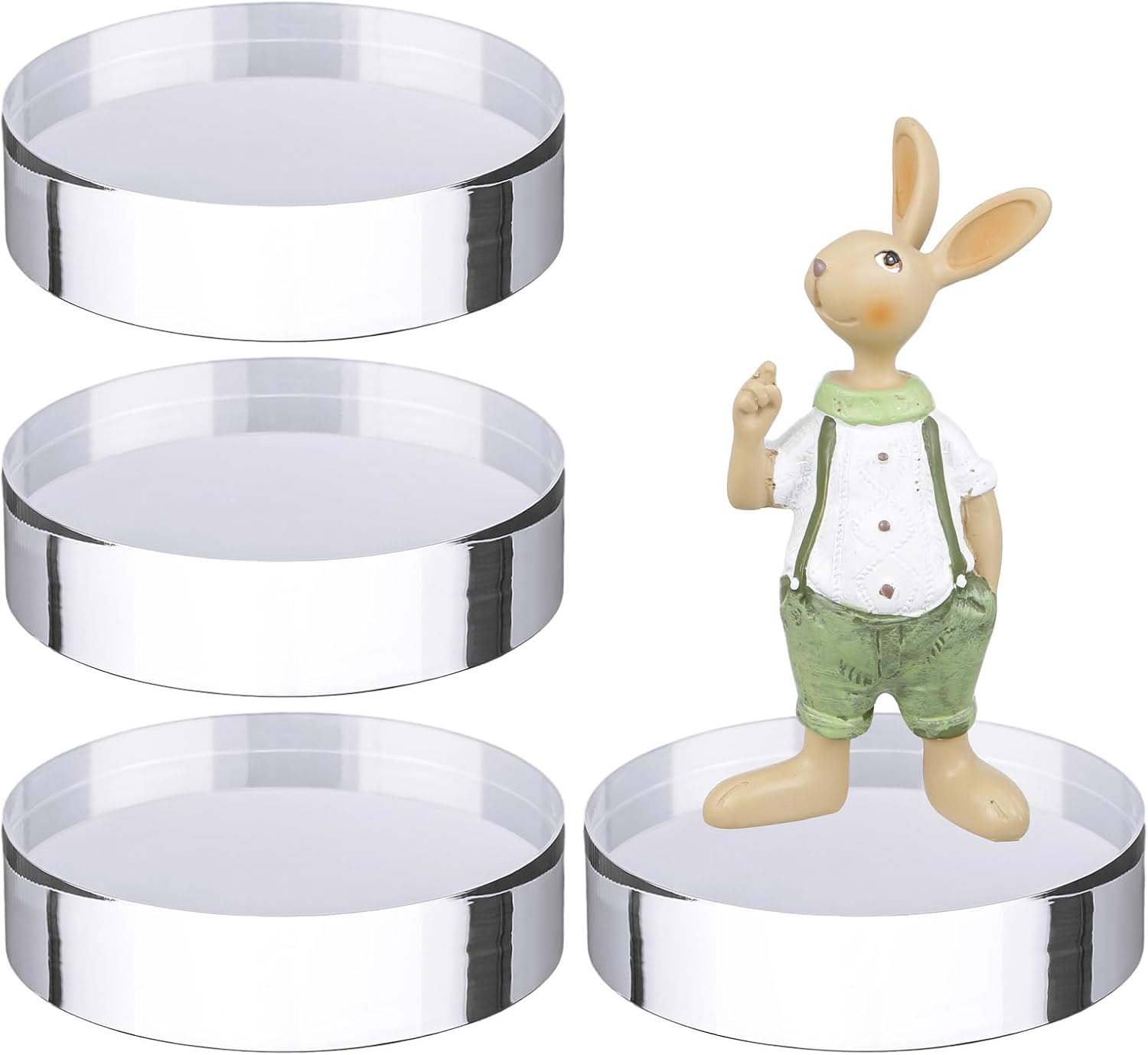 Barydat 4 Pack Clear Acrylic Round Display Blocks for Jewelry and Collectibles