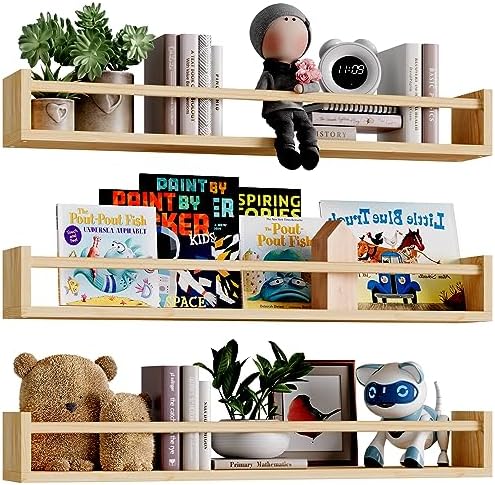 Fixwal Floating Bookshelves Set of 3 for Nursery