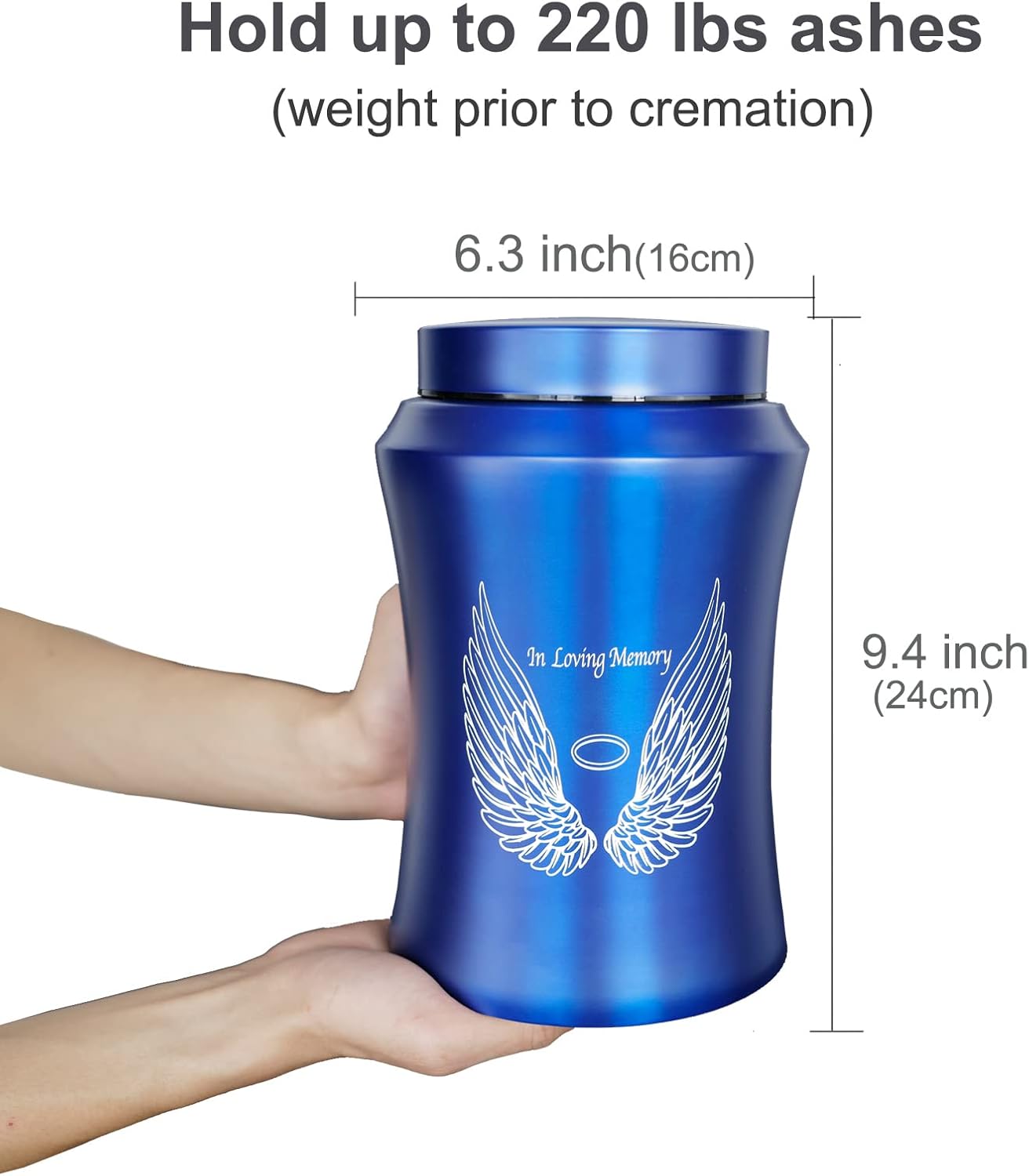 Large Urn for 220 lbs Human Ashes with Velvet Bag