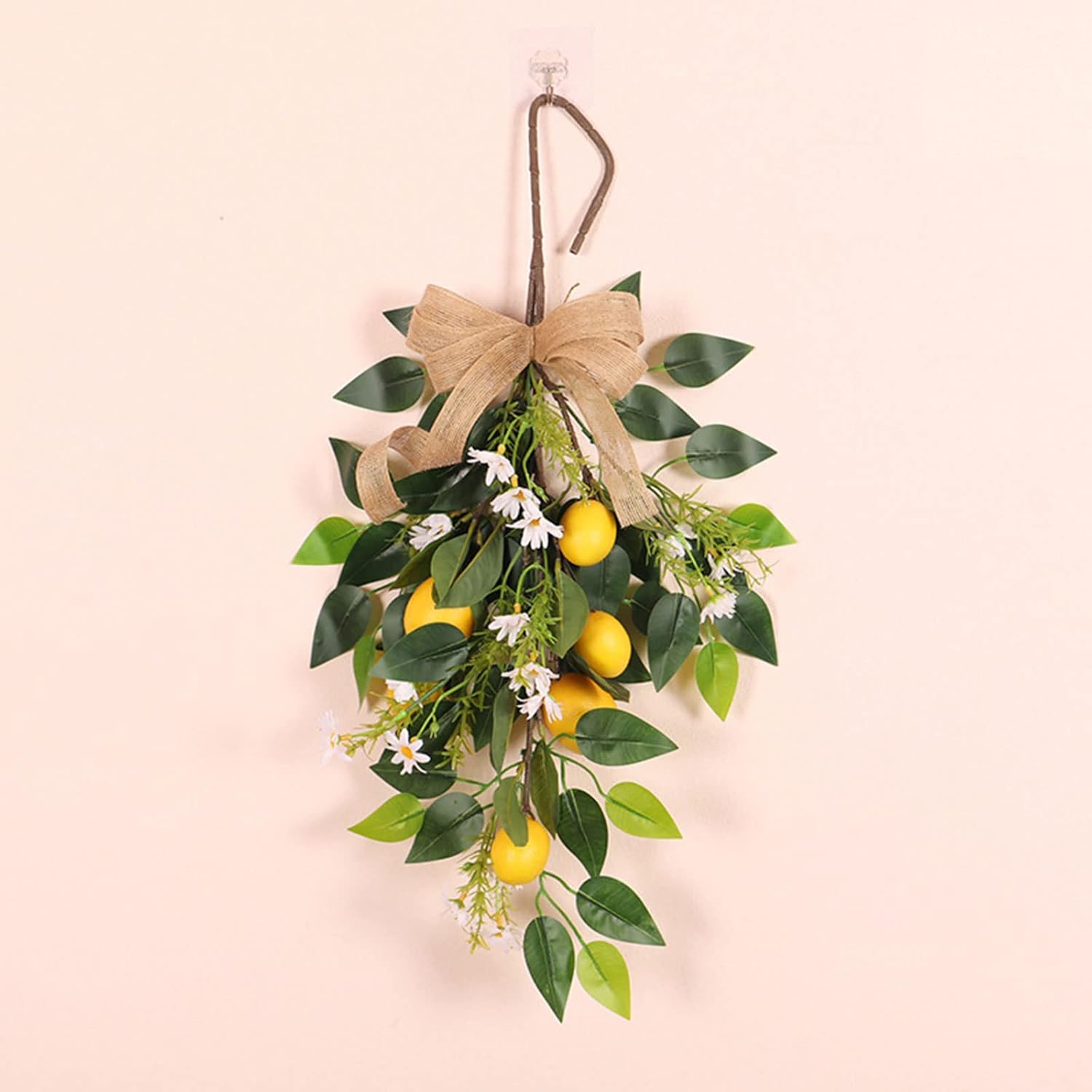 2 Pcs Artificial Lemon Teardrop Wreath Decor