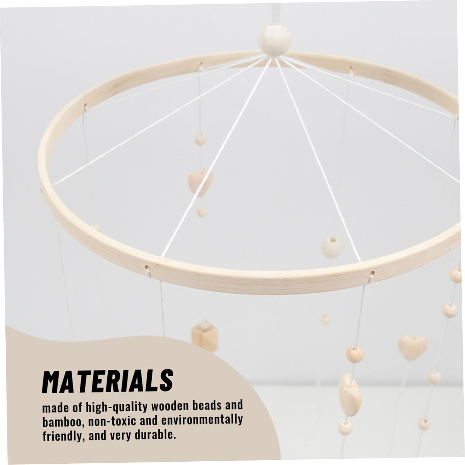 DIY Wooden Baby Crib Mobile Set with Bamboo Rings and Beads