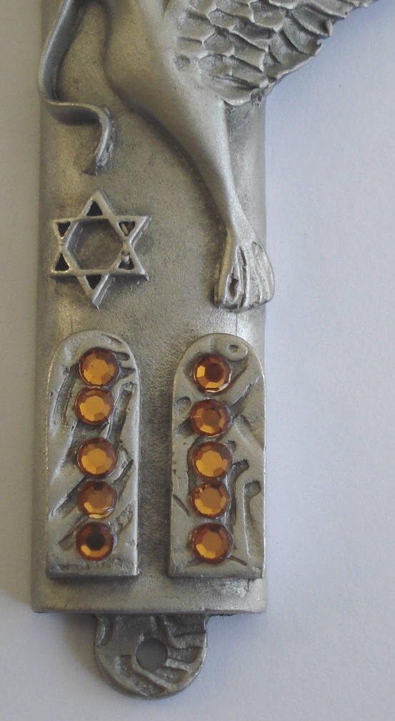 Pewter Mezuzah with Topaz Crystals