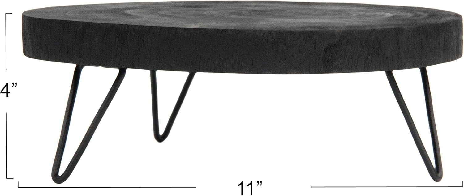 Creative Co-Op Paulownia Wood Pedestal Black 11 Inch