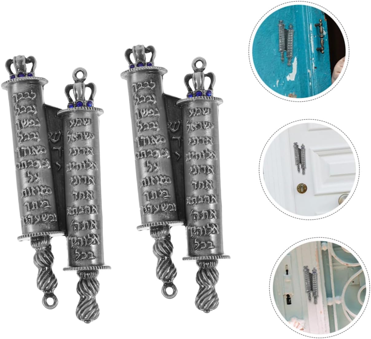 STOBAZA 1set Metal Mezuzah Scroll Decor with Protective Case