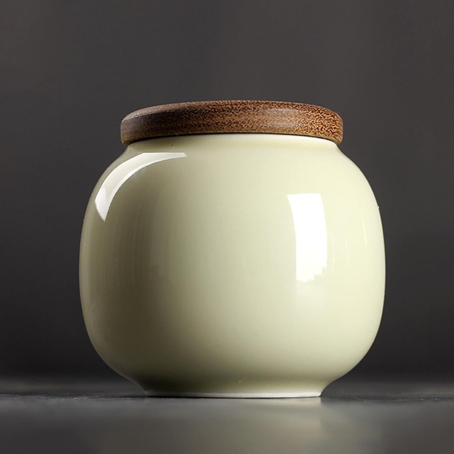 Small Cremation Urn Keepsake Ice Crack Ceramic Mirror Finish Beige