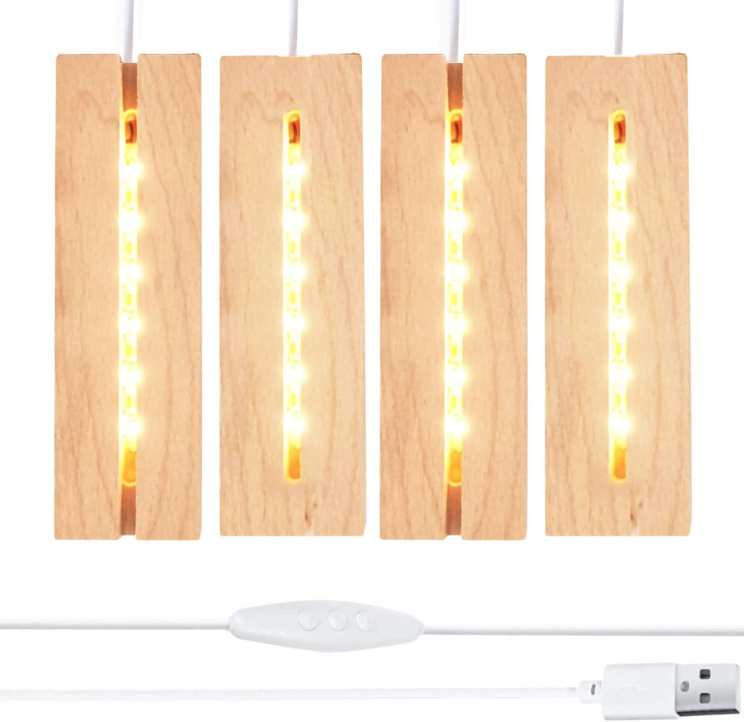 6 Inch Rectangle LED Wood Lighted Display Pedestal