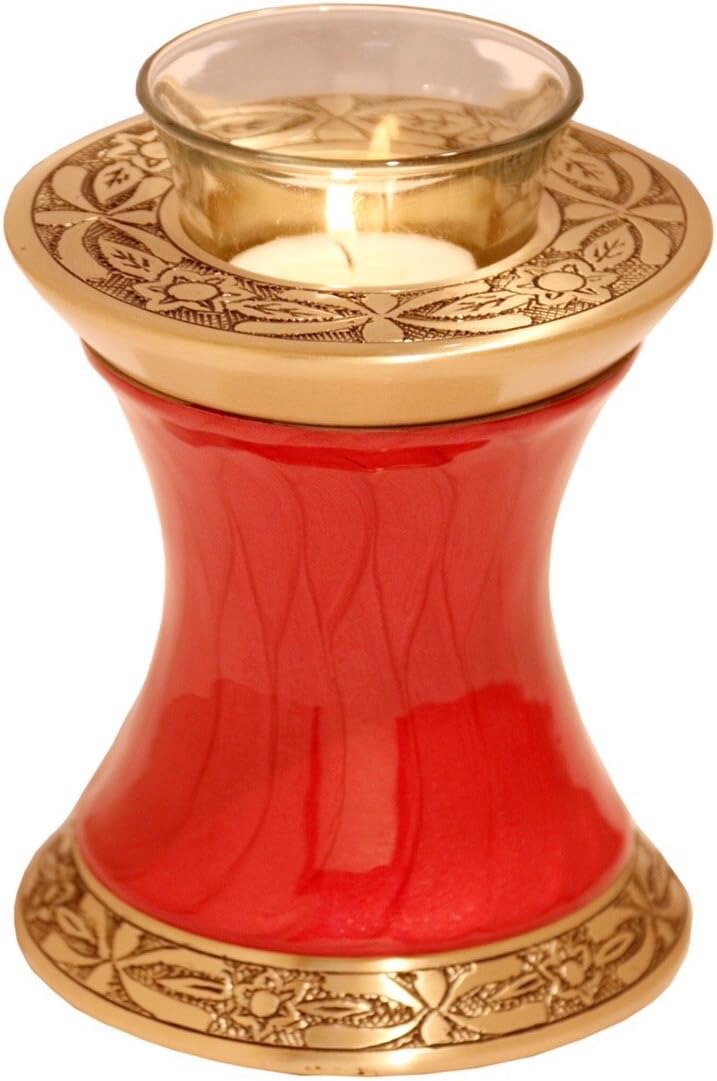 Memorials4u Baroque Red Tealight Urn - Keepsake Ash Urn