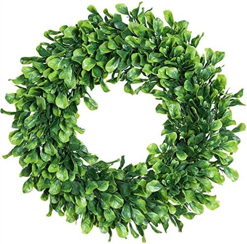 Lvydec Artificial Green Leaves Wreath 15 Inch