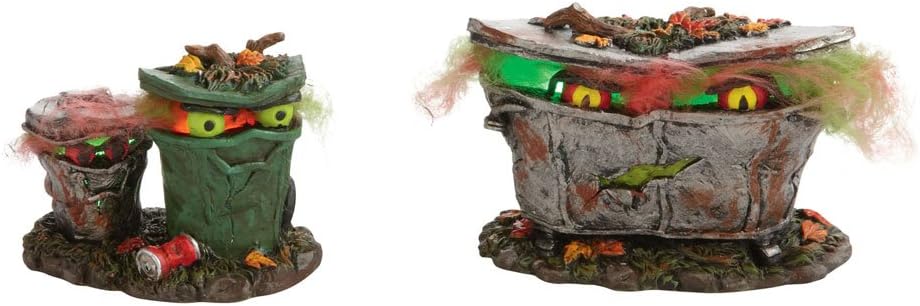 Department 56 Halloween Spooky Trash Cans Figurine Accessory