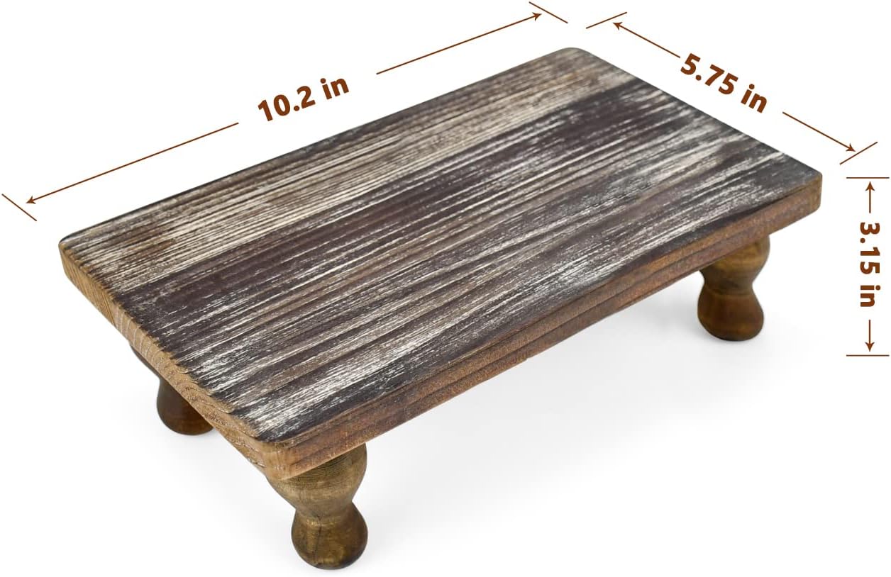 Rustic Brown Wooden Riser with Pedestal for Home Decor
