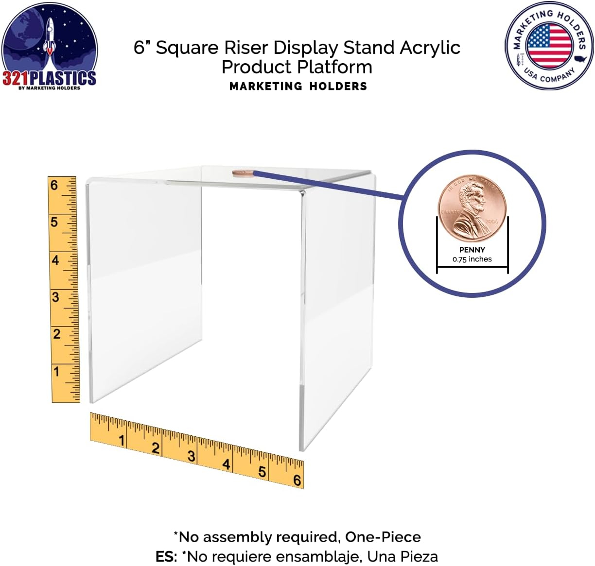 Clear Acrylic Riser Platform 6 Inch Square Display Stand