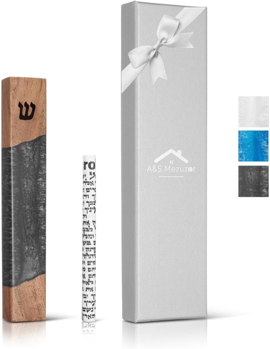 AS Mezuzot Mezuzah Case with Scroll 5 Inches Charcoal Grey