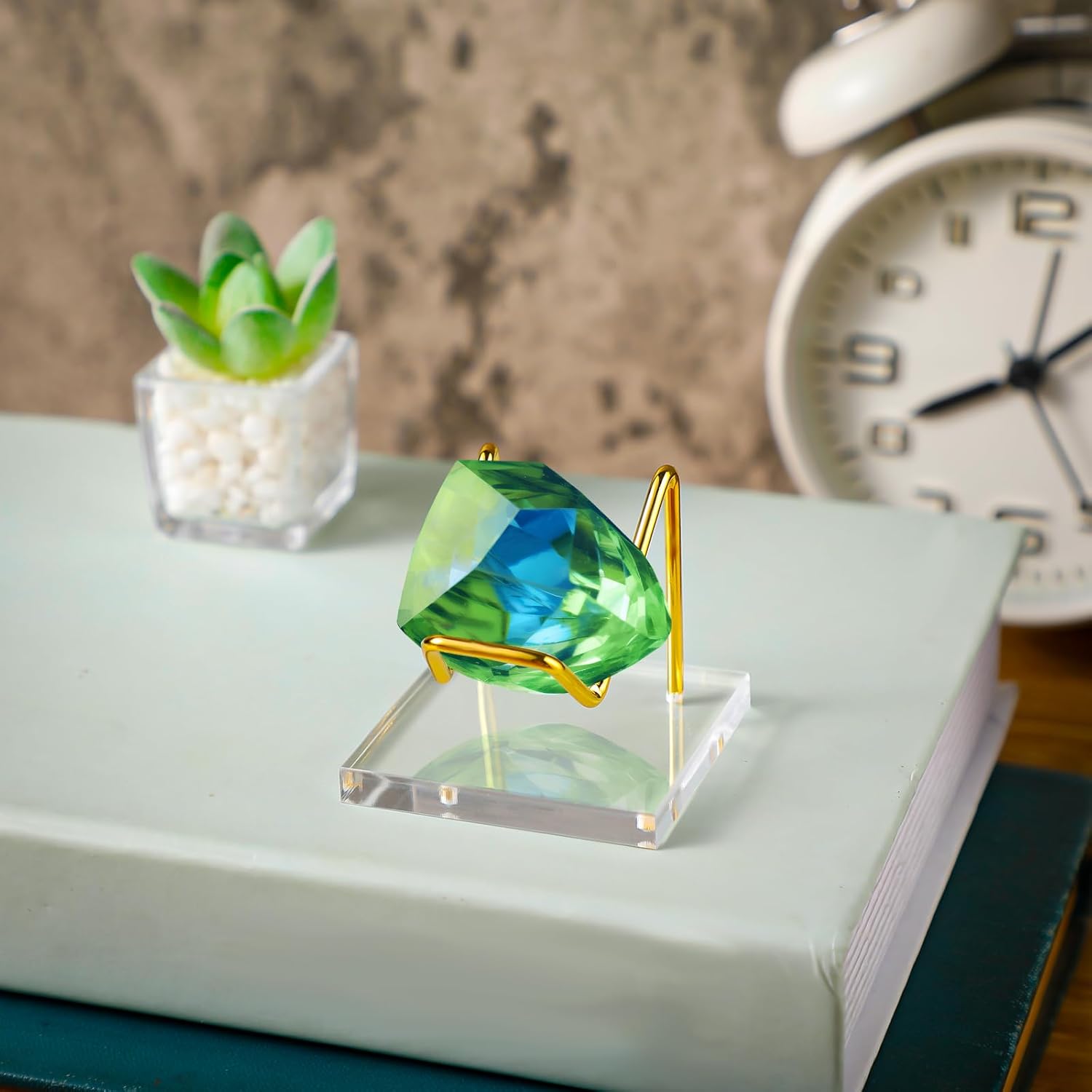 Wenqik 4 Pcs Crystal Display Stand with Metal Arms and Acrylic Base