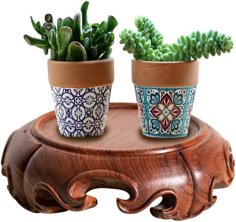 GOLDYWENDY Asian Style Wooden Pedestal Stand Decor