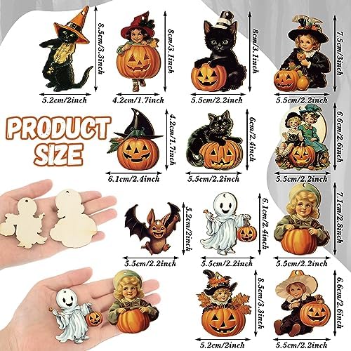 36 Pcs Halloween Hanging Wooden Decorations Set
