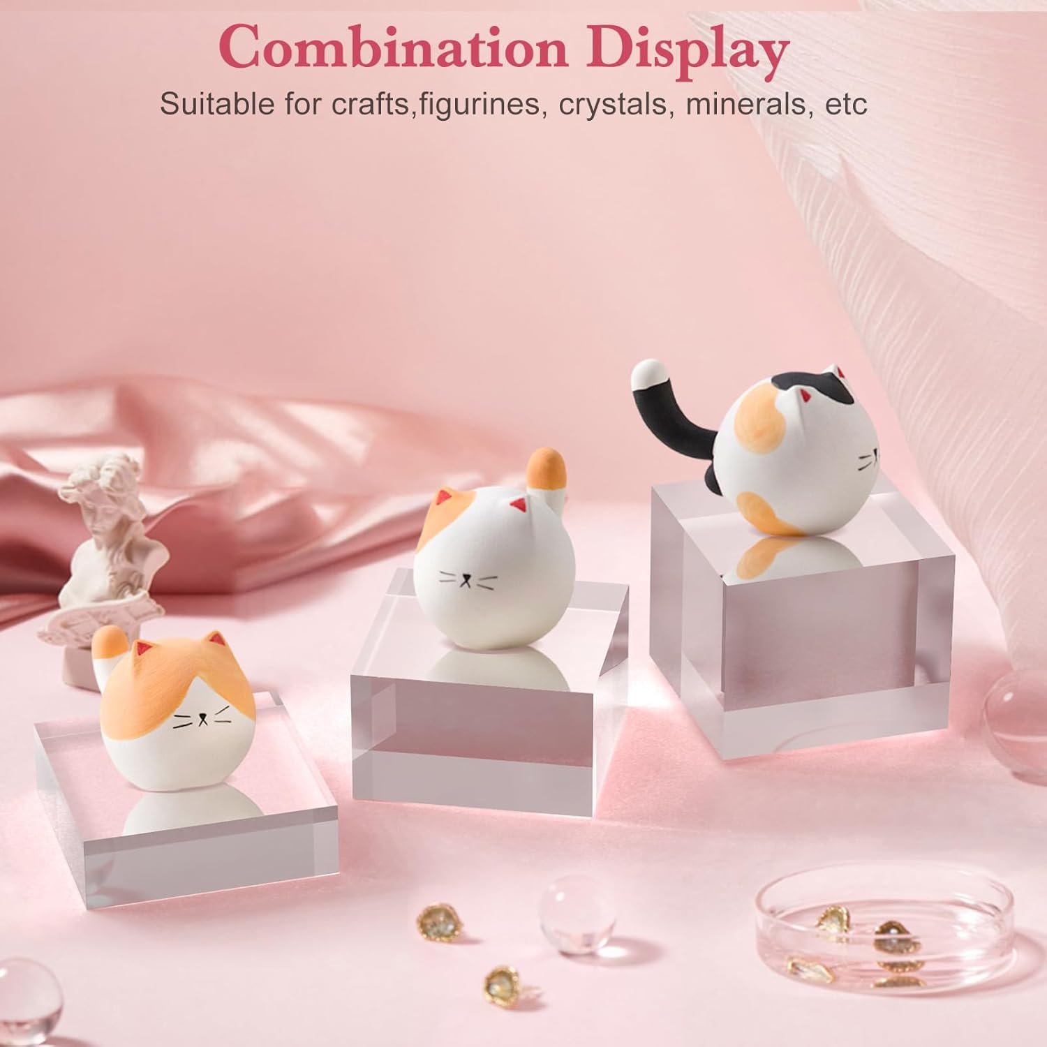 3 Pack Acrylic Display Stands for Collectibles and Decor