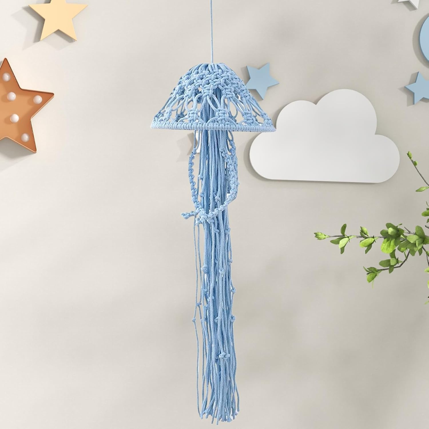 Gcroet Jellyfish Macrame Wall Hanging with LED Light
