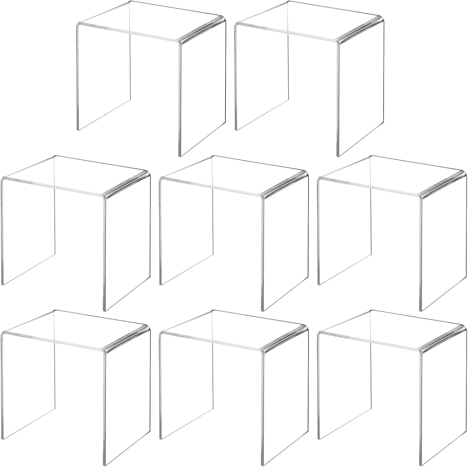 8 Pack Clear Acrylic Riser Display Stand For Cupcakes And Crafts