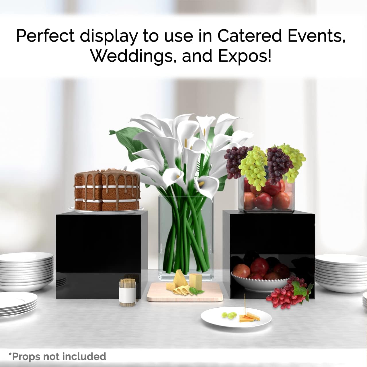 Glossy Black Acrylic Display Riser with One Open Side