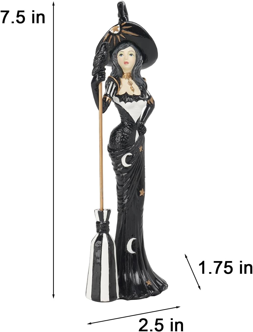 Newman House Studio Halloween Witch Figurine - Magic Broom Collectible Statue 25x175x75 in