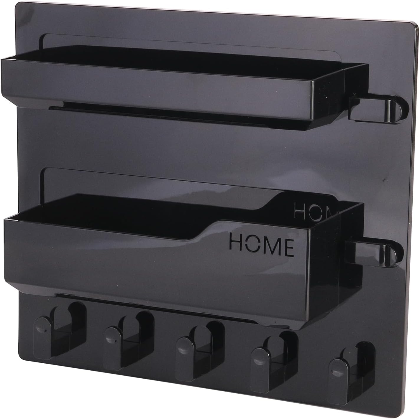 Meaocer Bedside Shelf Wall Mount Organizer - 5 Hooks Black Style