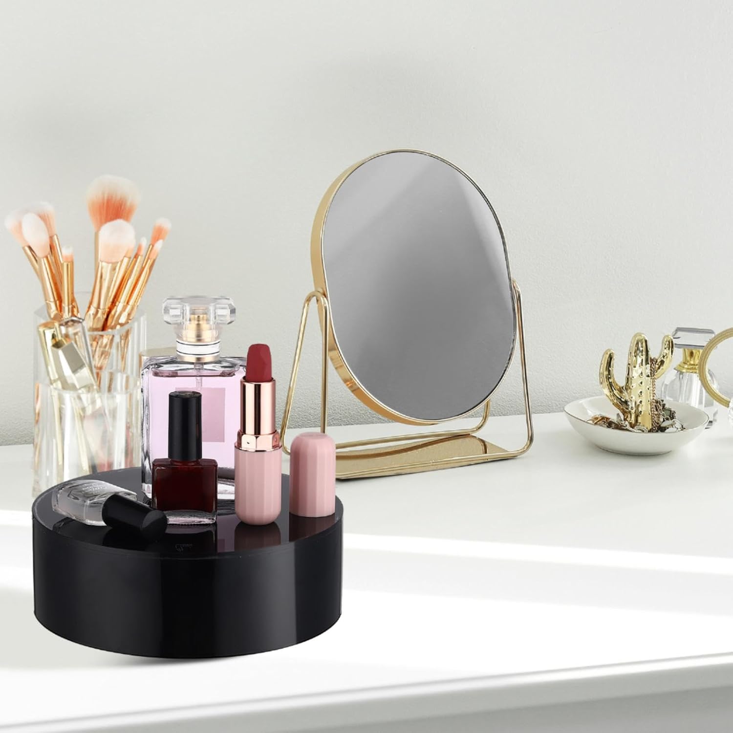 Weysat 3 Pcs Acrylic Risers for Display Black Cylinder Nesting