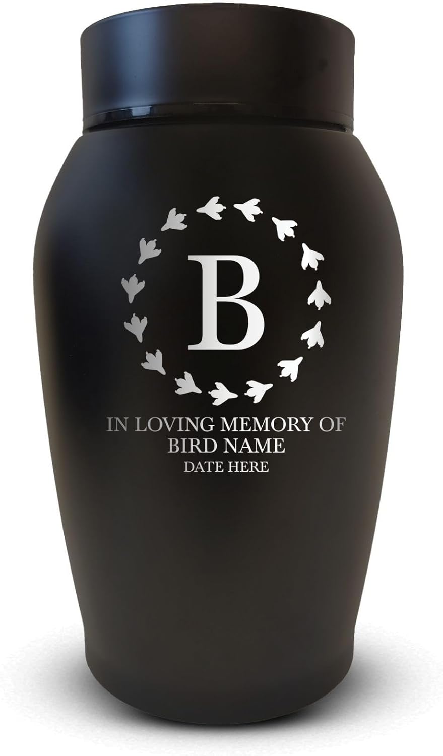 Personalized Bird Urn with Name and Date - 52 Black Steel Cremation Urn