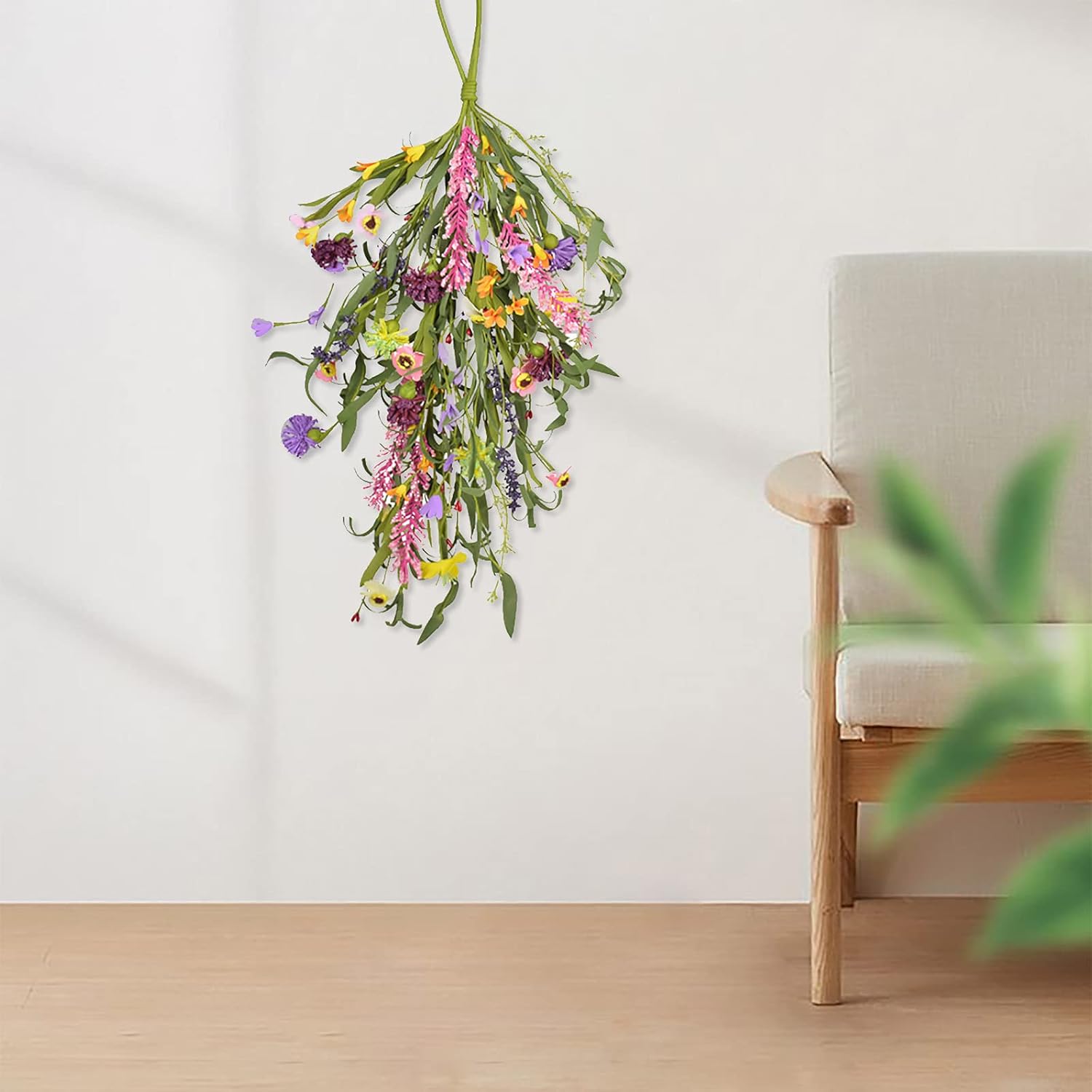 25in Artificial Daisy Teardrop Swag Front Door Decor