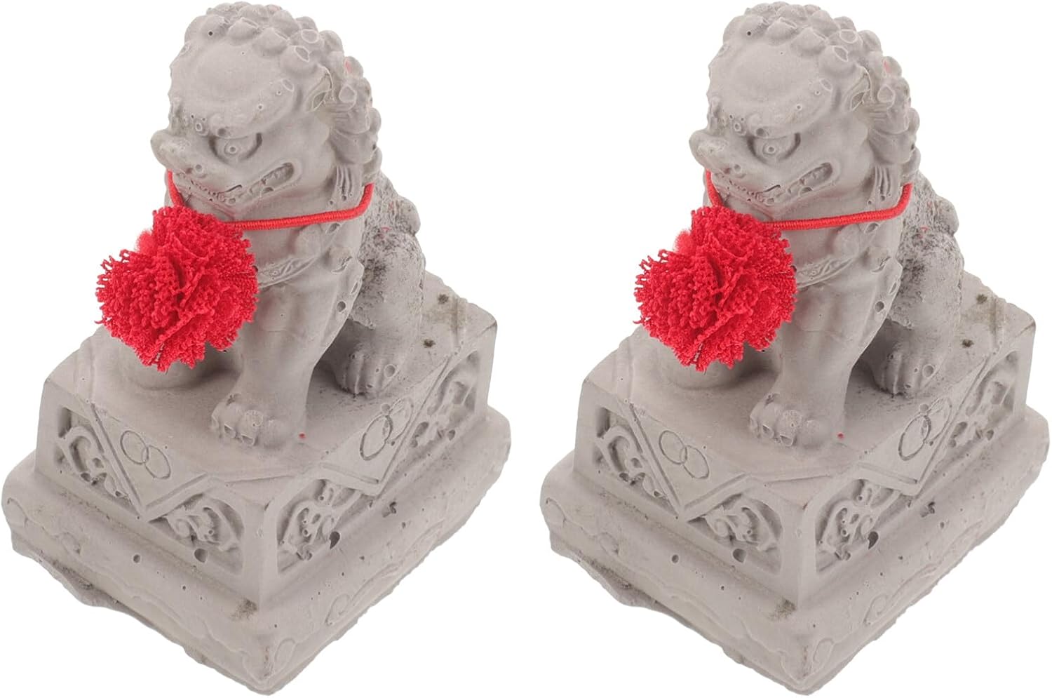 VOSAREA 2pcs Mini Chinese Lion Statues Decorative Figurines
