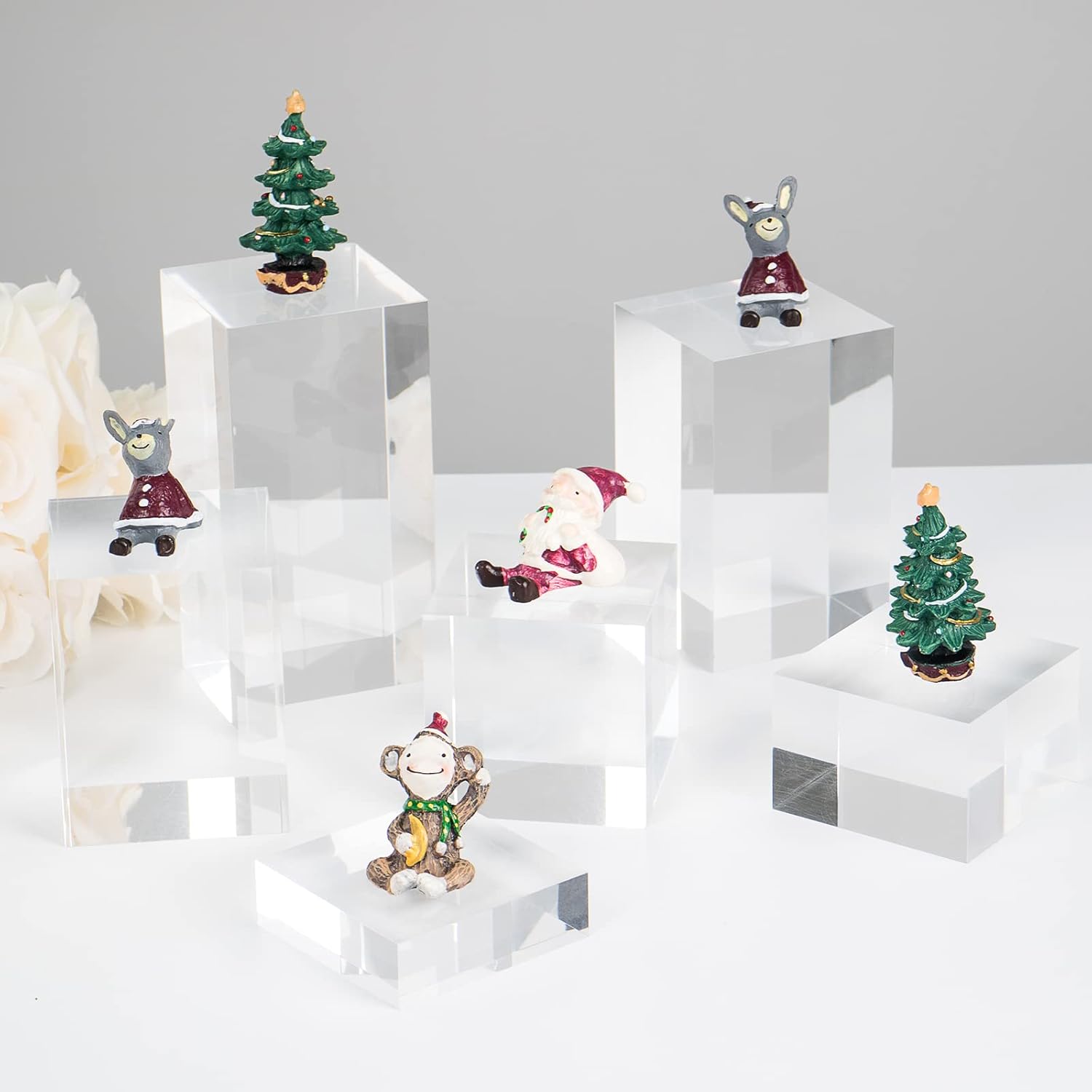 Clear Acrylic Cube Display Risers Set 31x31x1-6 Inch