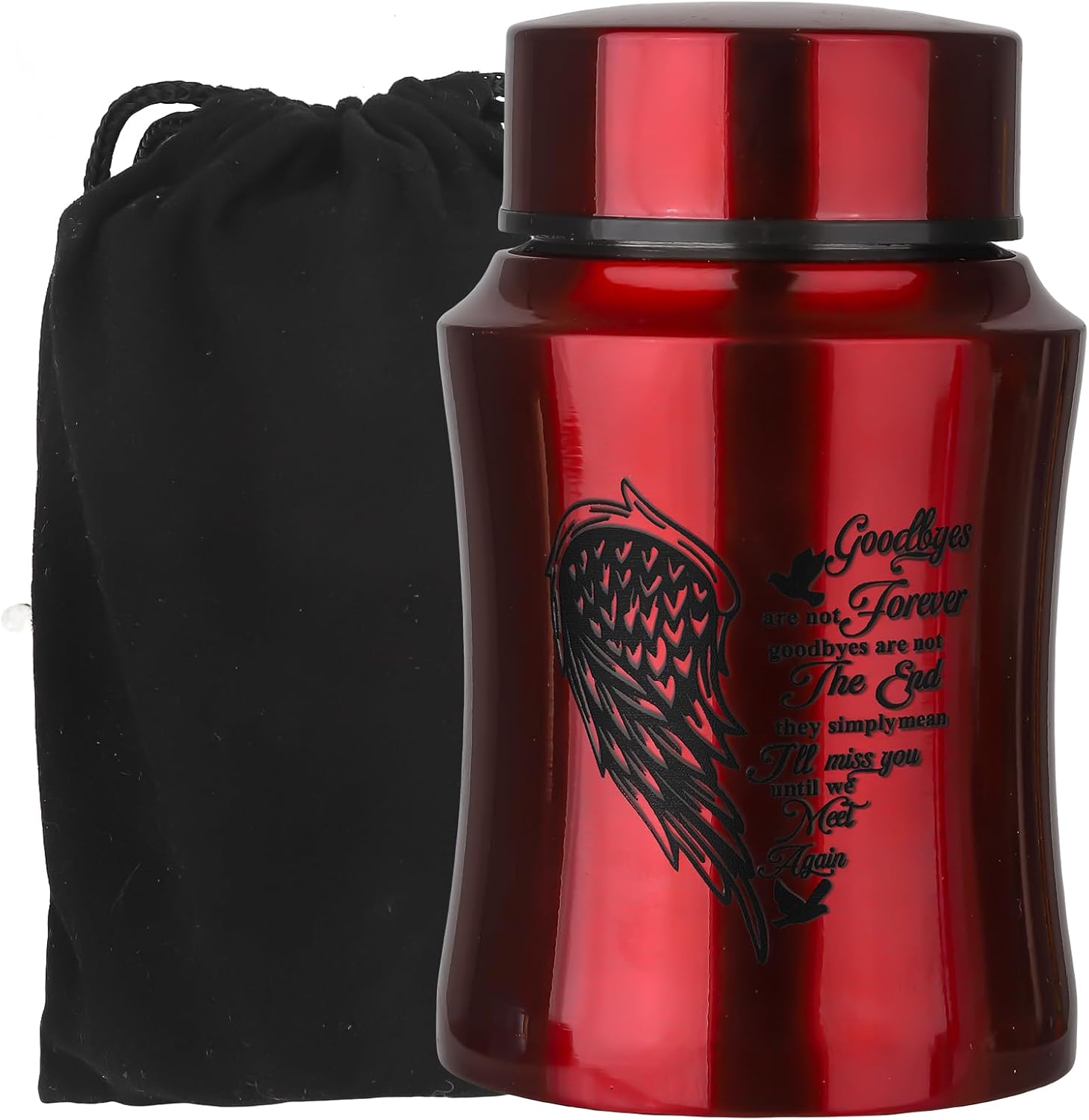 45 Inches Medium Urn for Human Ashes - Red Heart Angel Wings Design