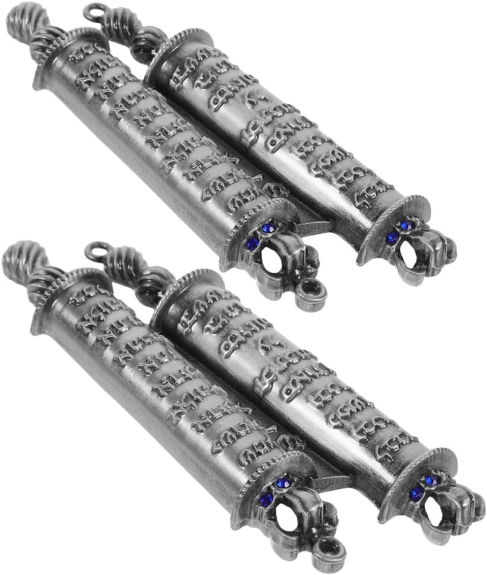 Metal Mezuzah with Engraved Blessing Scroll 2 Sets