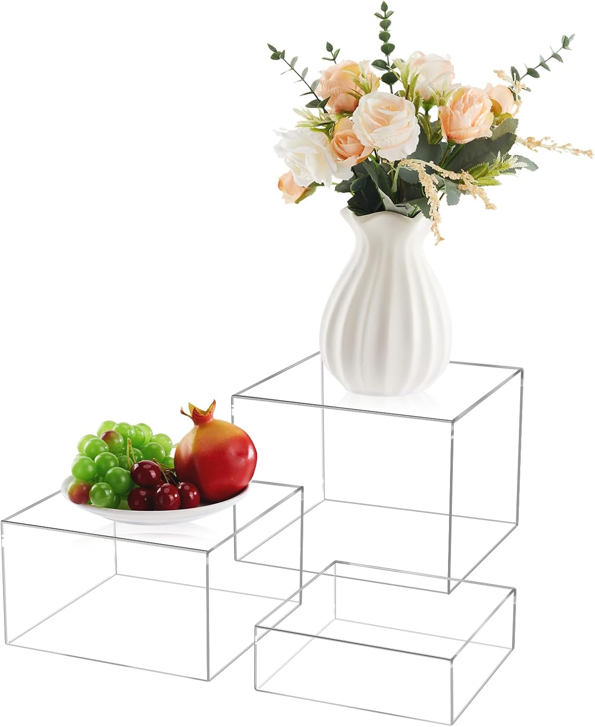 3Pcs Clear Acrylic Risers Display Stand for Jewelry Food