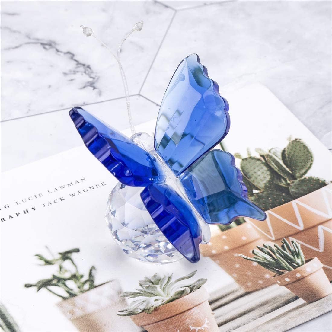 HD Pink Blue Crystal Flying Butterfly Figurine Collection