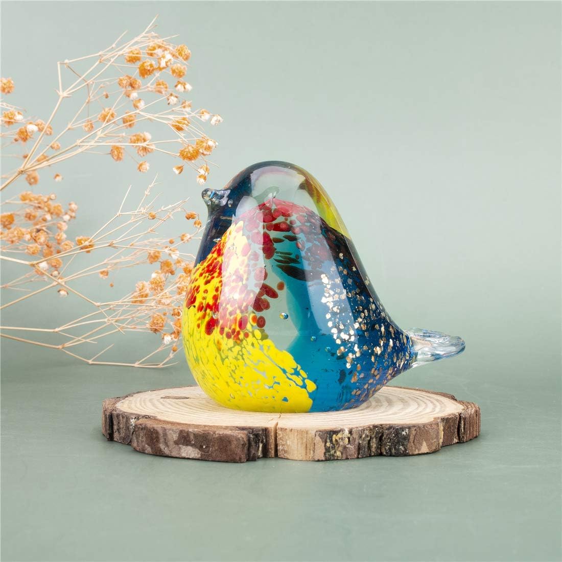 QFkris Glass Bird Figurine Handmade Blown Crystal Ornament Christmas Birthday Gift