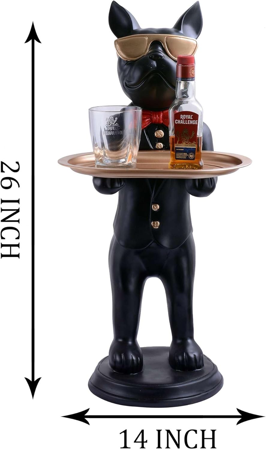 Cool Dog Sculpture with Plate for Home Decor