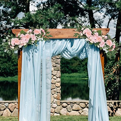 256in Pink Peony Rose Arch Floral Swag with Green Leaves