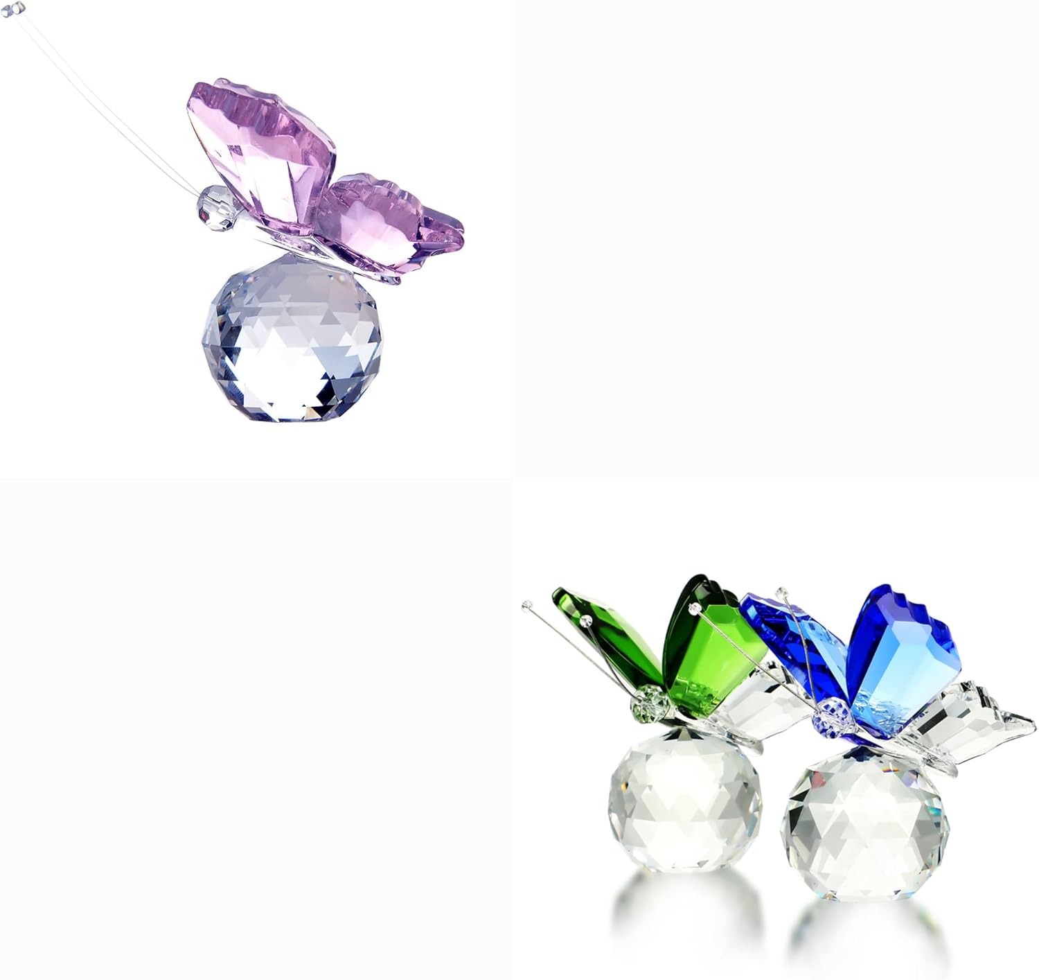 HD Pink Crystal Butterfly Figurine Set