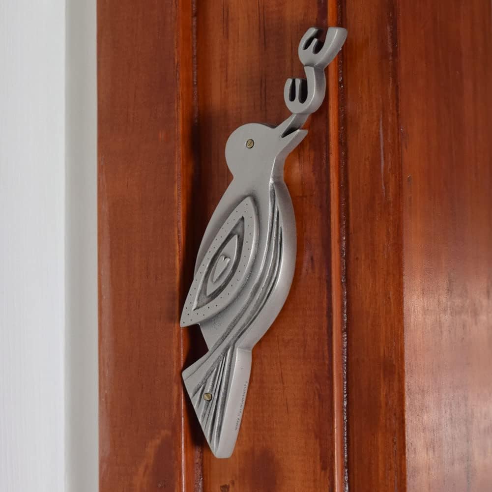 Modern Artisans Pewter Mezuzah with Singing Bird Design