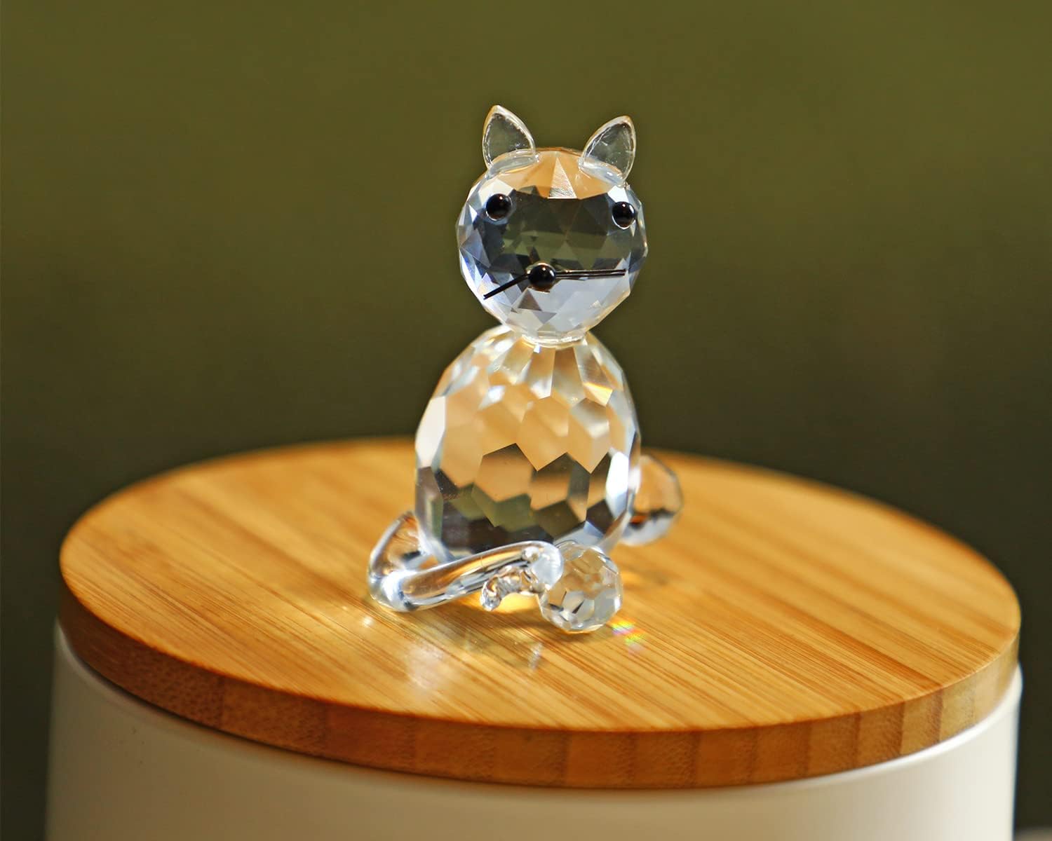 HD Pink Crystal Butterfly with Cat Figurine Set