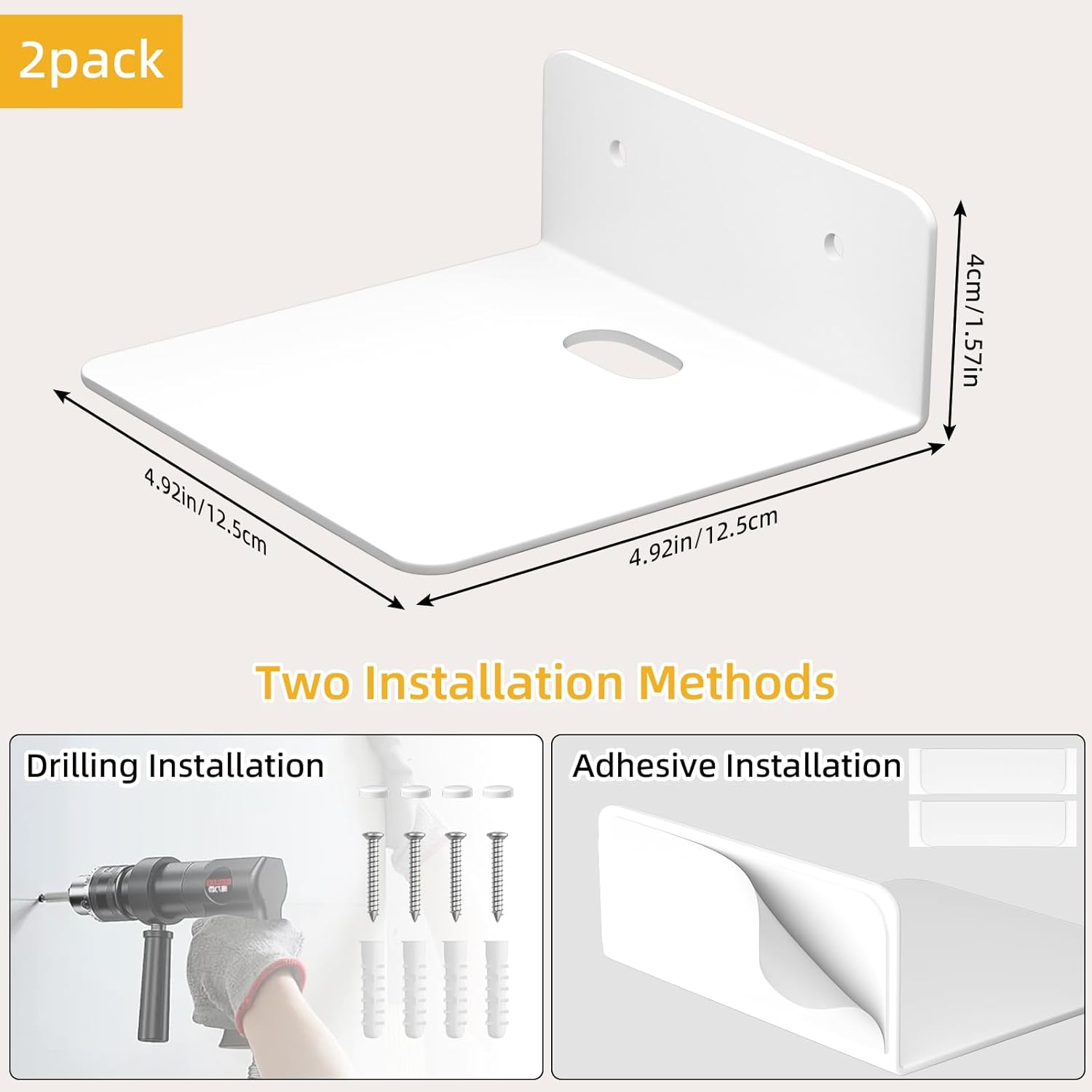 Small White Floating Shelves for Wall 2 Pack