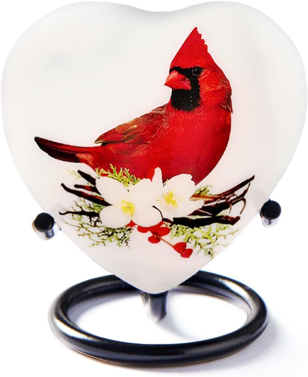 Trupoint Memorials Red Cardinal Heart Urn with Stand