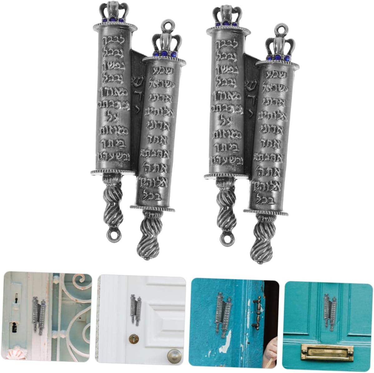 STOBAZA 1set Metal Mezuzah Scroll Decor with Protective Case