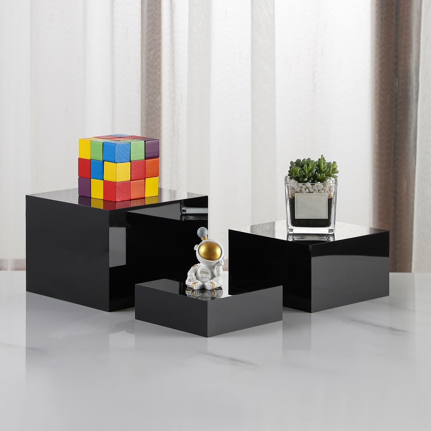 Sets of 3 Acrylic Risers with Hollow Bottoms for Display