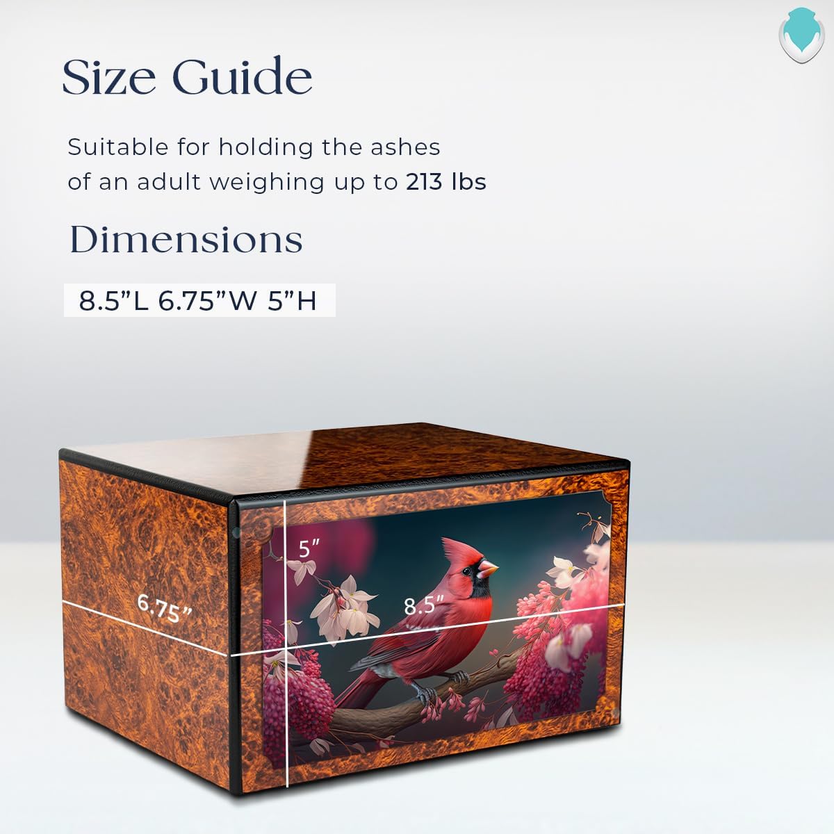 GetUrns Red Cardinal Wooden Urn for Ashes 210lbs
